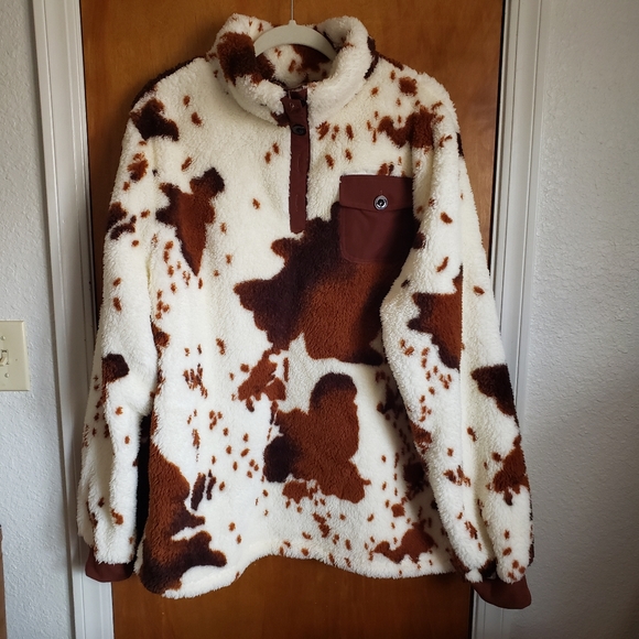 NWOT Chicyea animal print sherpa/fleece teddy shacket - Picture 2 of 6